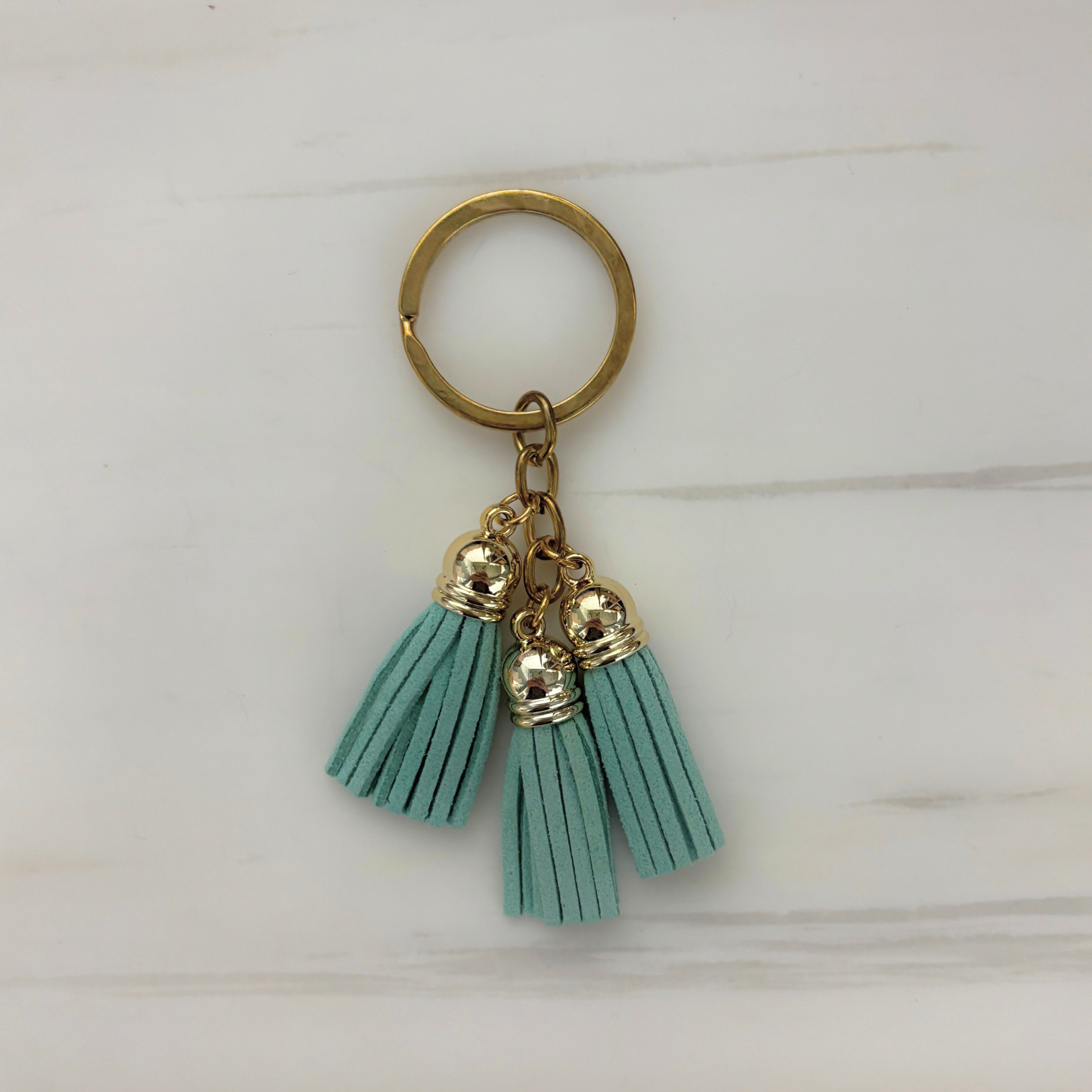 Tassel Keychain | Faux Leather | Gold Hardware | 4 Color Styles-Paper & Quartz-The Bullish Store