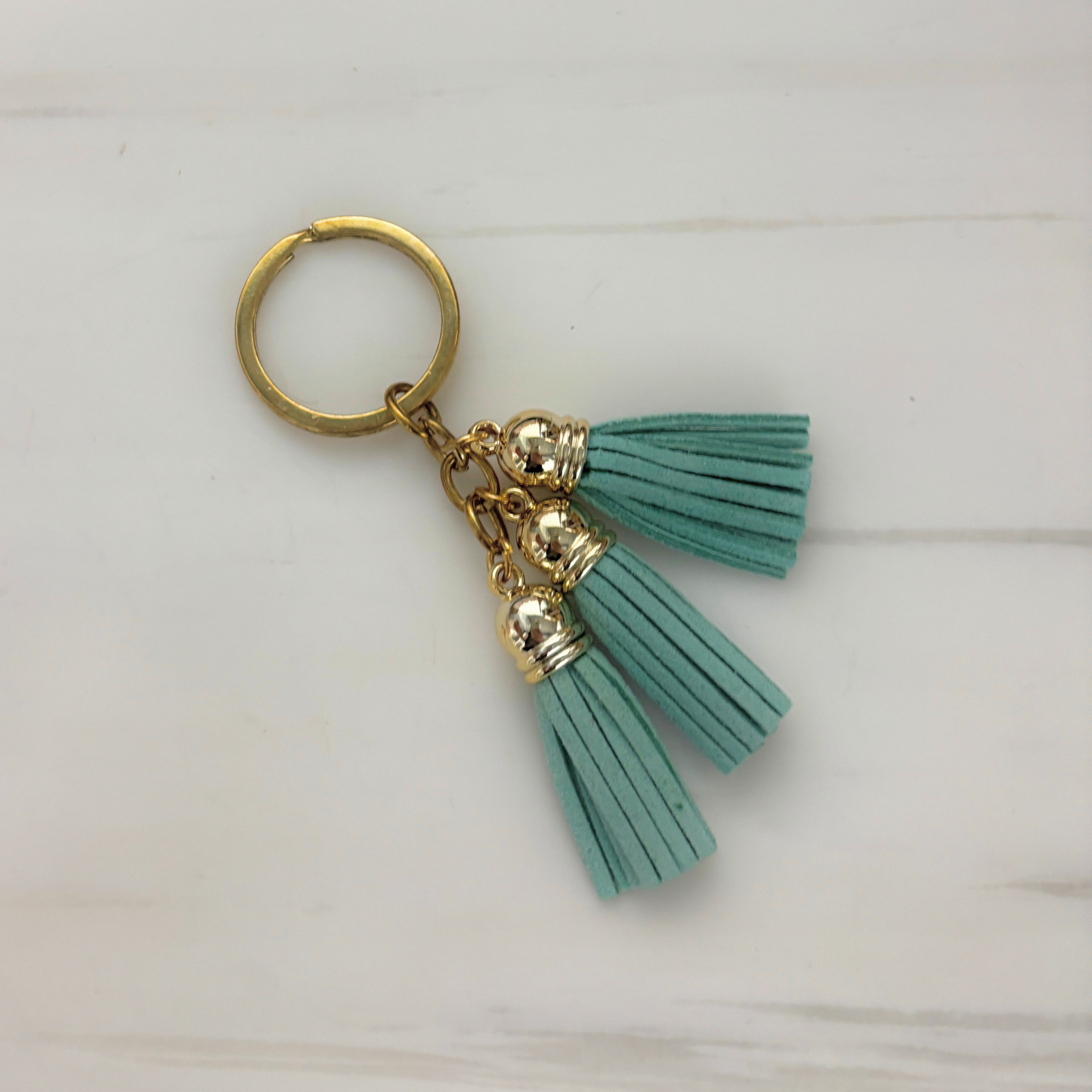 Tassel Keychain | Faux Leather | Gold Hardware | 4 Color Styles-Paper & Quartz-The Bullish Store