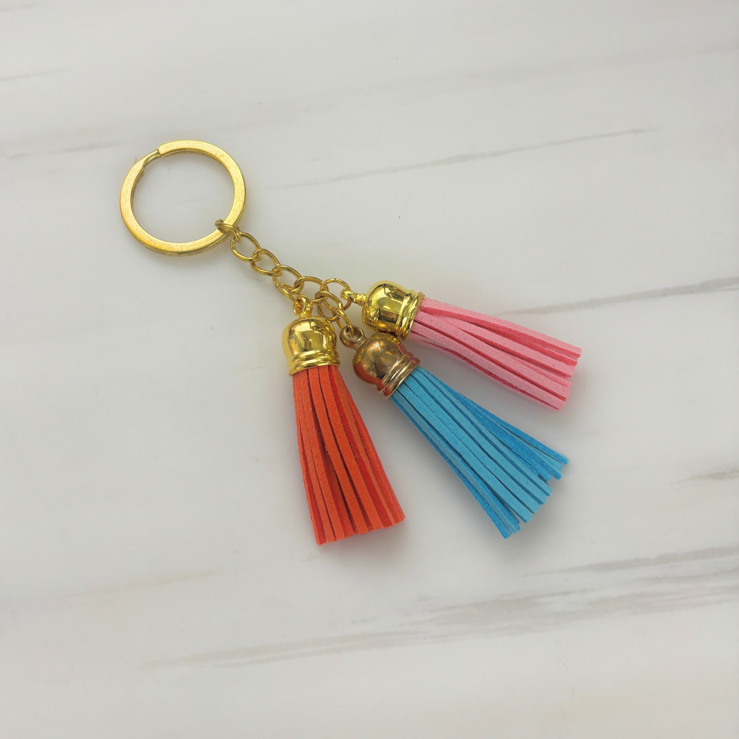 Tassel Keychain | Faux Leather | Gold Hardware | 4 Color Styles-Paper & Quartz-The Bullish Store