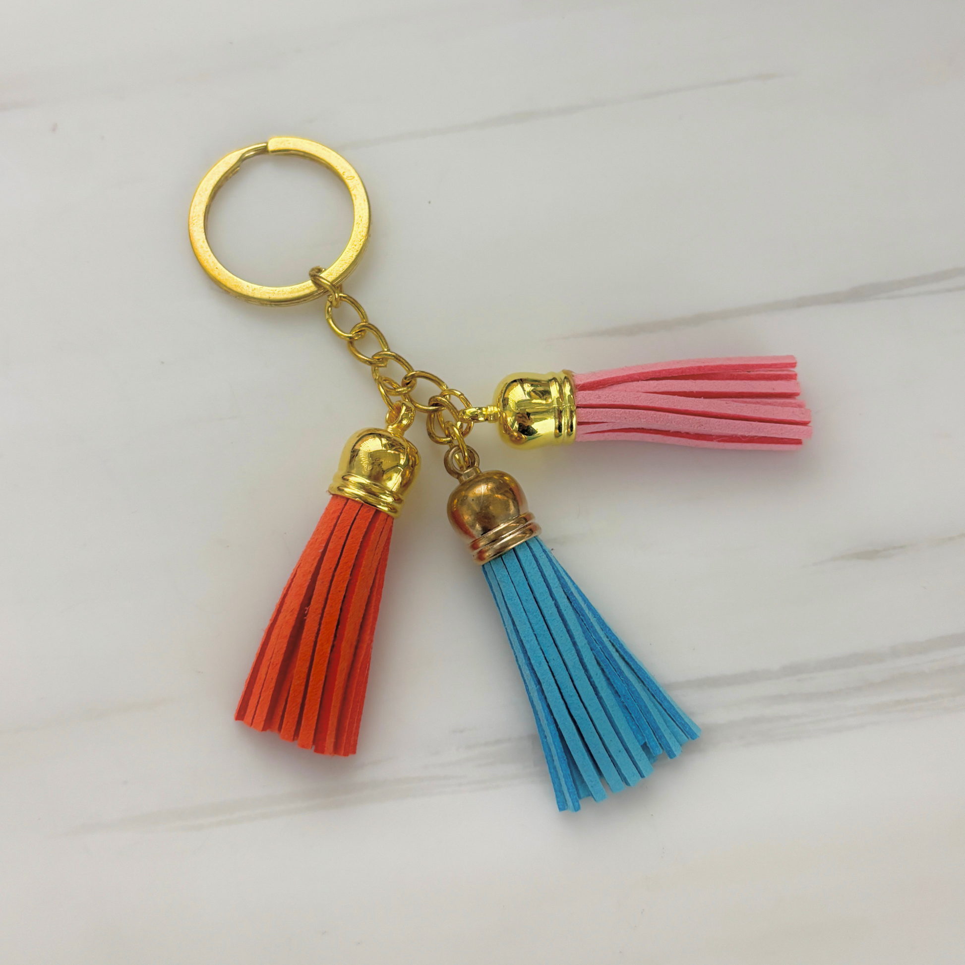 Tassel Keychain | Faux Leather | Gold Hardware | 4 Color Styles-Paper & Quartz-The Bullish Store
