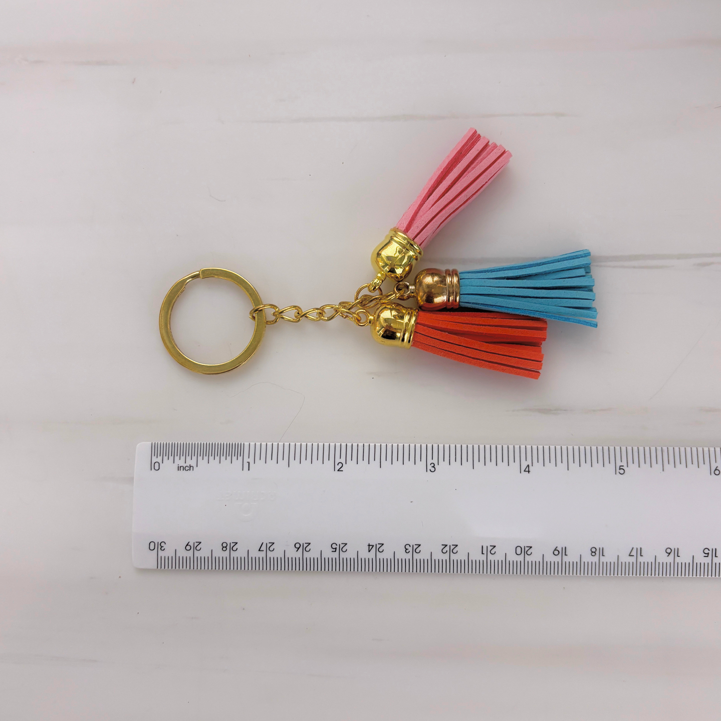 Tassel Keychain | Faux Leather | Gold Hardware | 4 Color Styles-Paper & Quartz-The Bullish Store