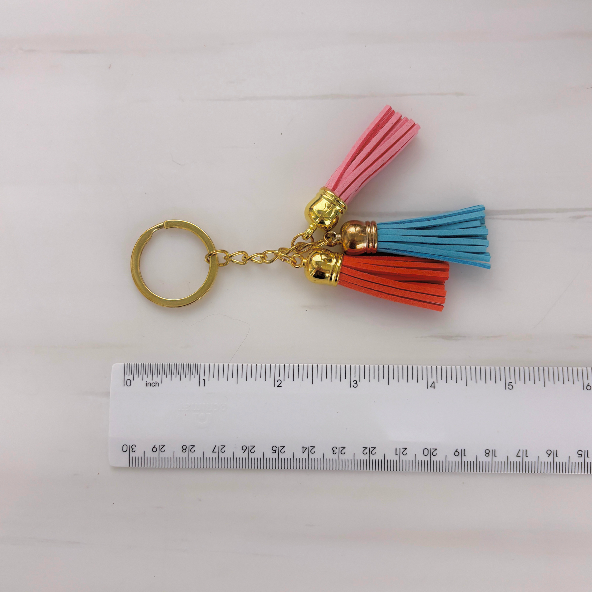Tassel Keychain | Faux Leather | Gold Hardware | 4 Color Styles-Paper & Quartz-The Bullish Store