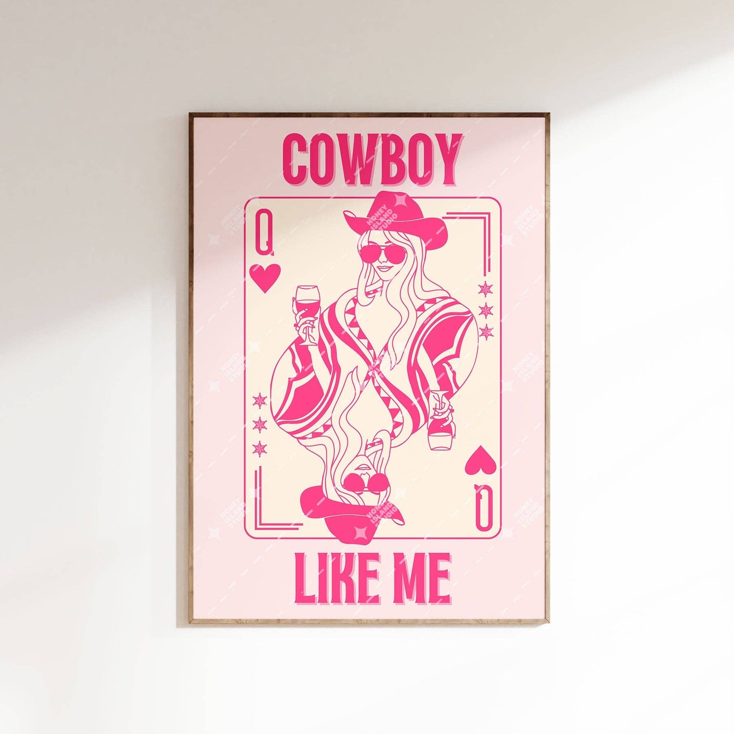 Taylor Cowboy Like Me, Queen Of Hearts Card Pink Poster | Unframed Wall Decor