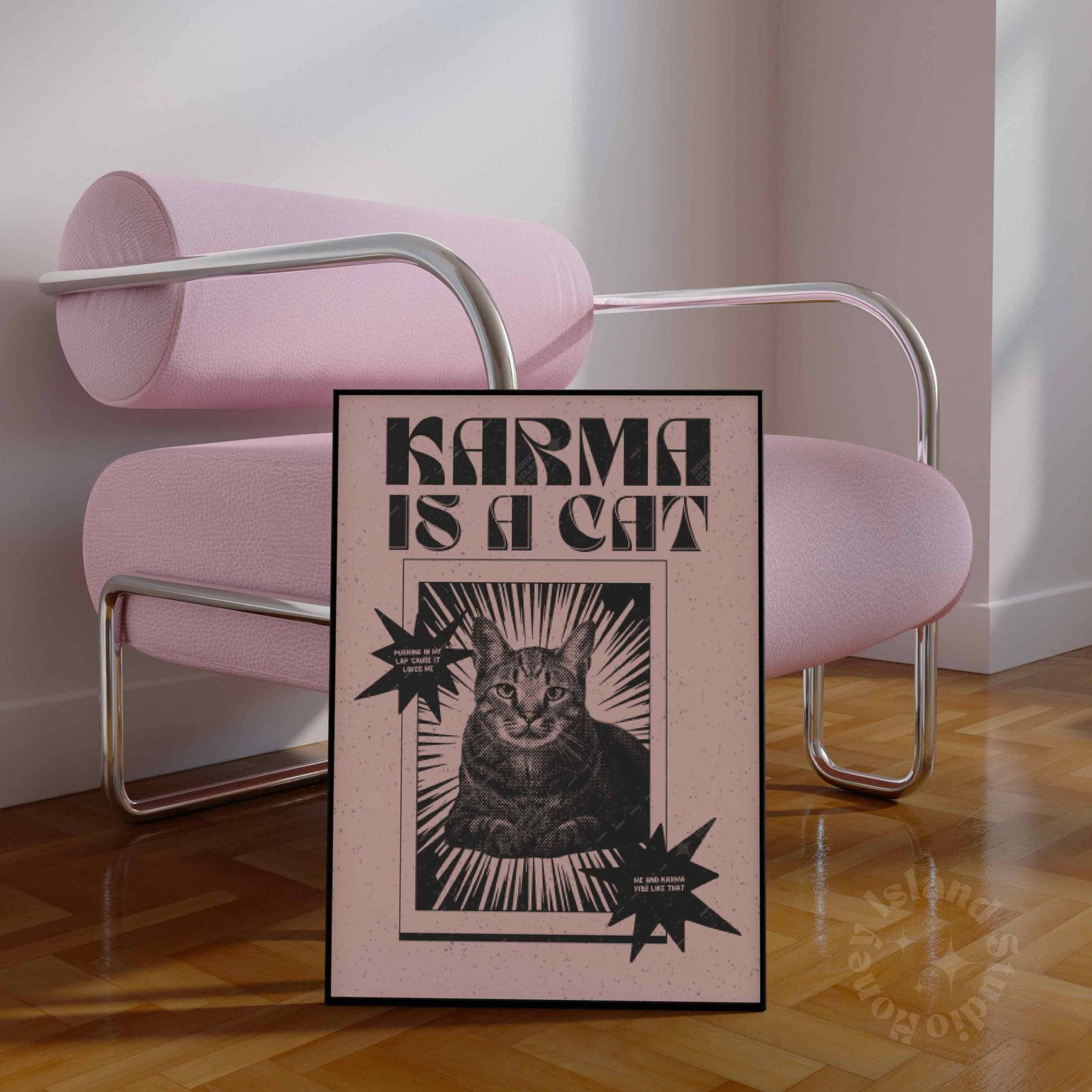 Taylor Karma is a Cat Poster | Unframed Retro Pink Wall Decor