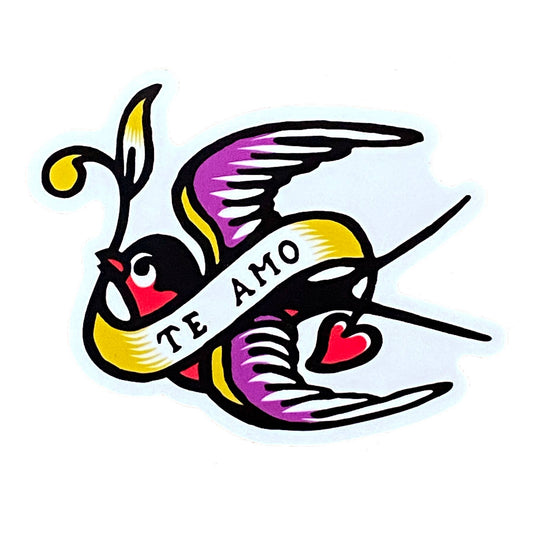 Te Amo Flying Bird Sticker | I Love You in Spanish Decal | 3" x 2"