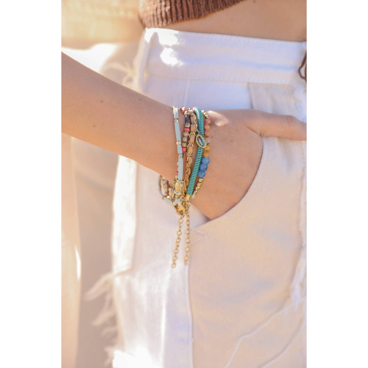 Teal Multi Stacked Suede Bracelet | Stackable Fashion Jewelry