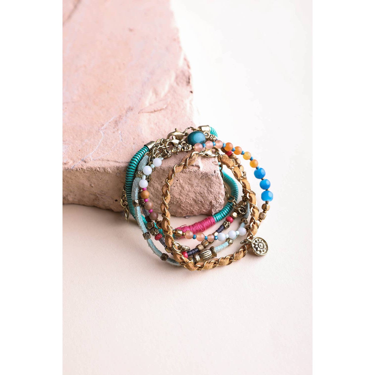 Teal Multi Stacked Suede Bracelet | Stackable Fashion Jewelry