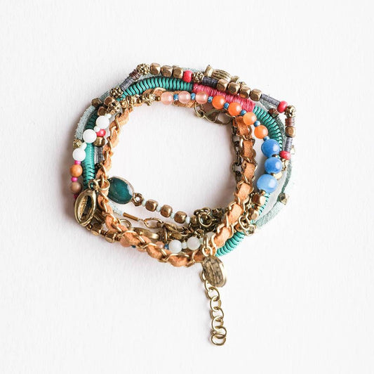 Teal Multi Stacked Suede Bracelet | Stackable Fashion Jewelry