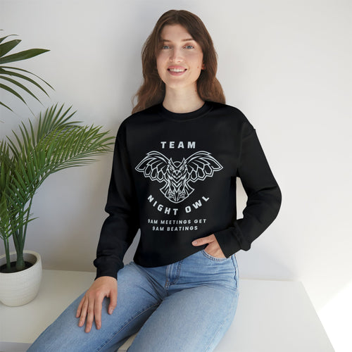 Team Night Owl Unisex Heavy Blend™ Crewneck Sweatshirt Sizes SM-5XL | Plus Size Available