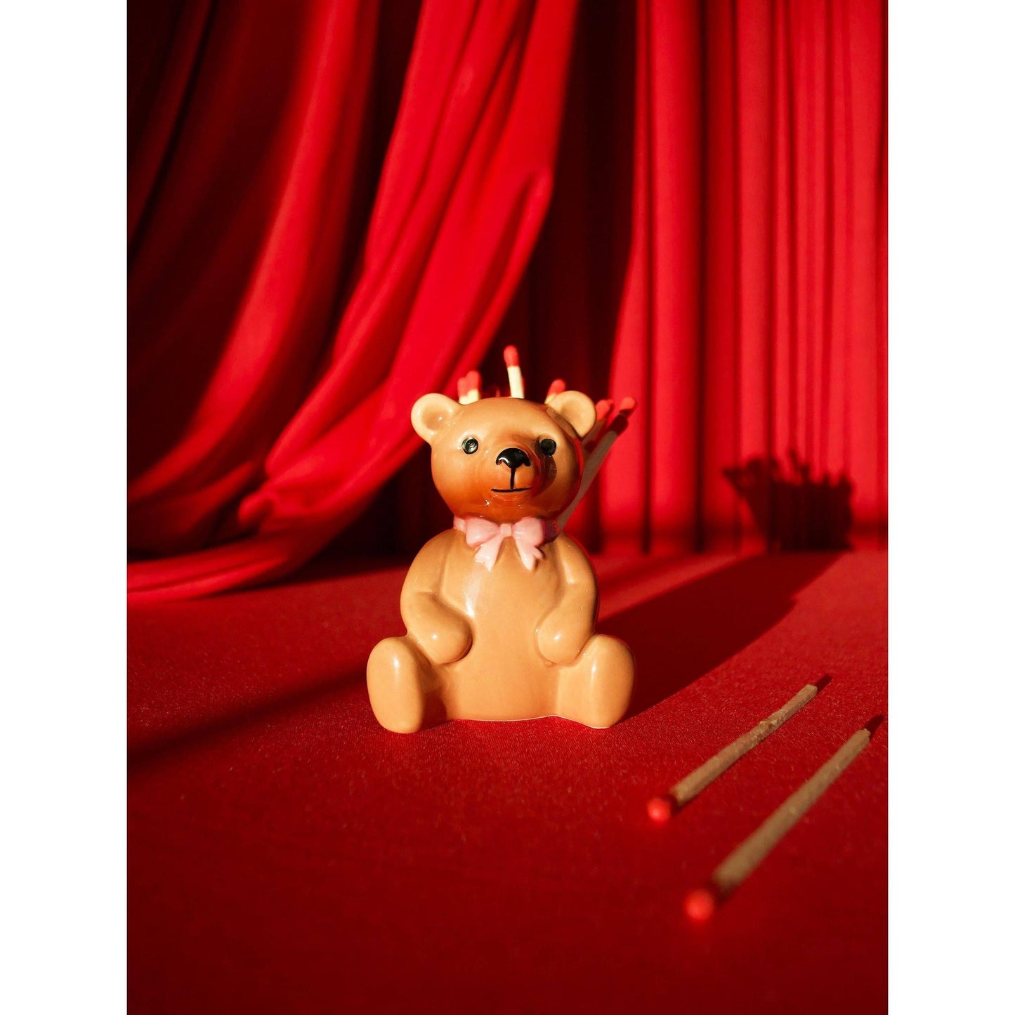 Teddy Bear Match Striker | Ceramic Bear Match Holder & Striker | Cute Vintage Style Matchstick Decor