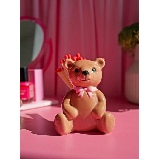 Teddy Bear Match Striker | Ceramic Bear Match Holder & Striker | Cute Vintage Style Matchstick Decor