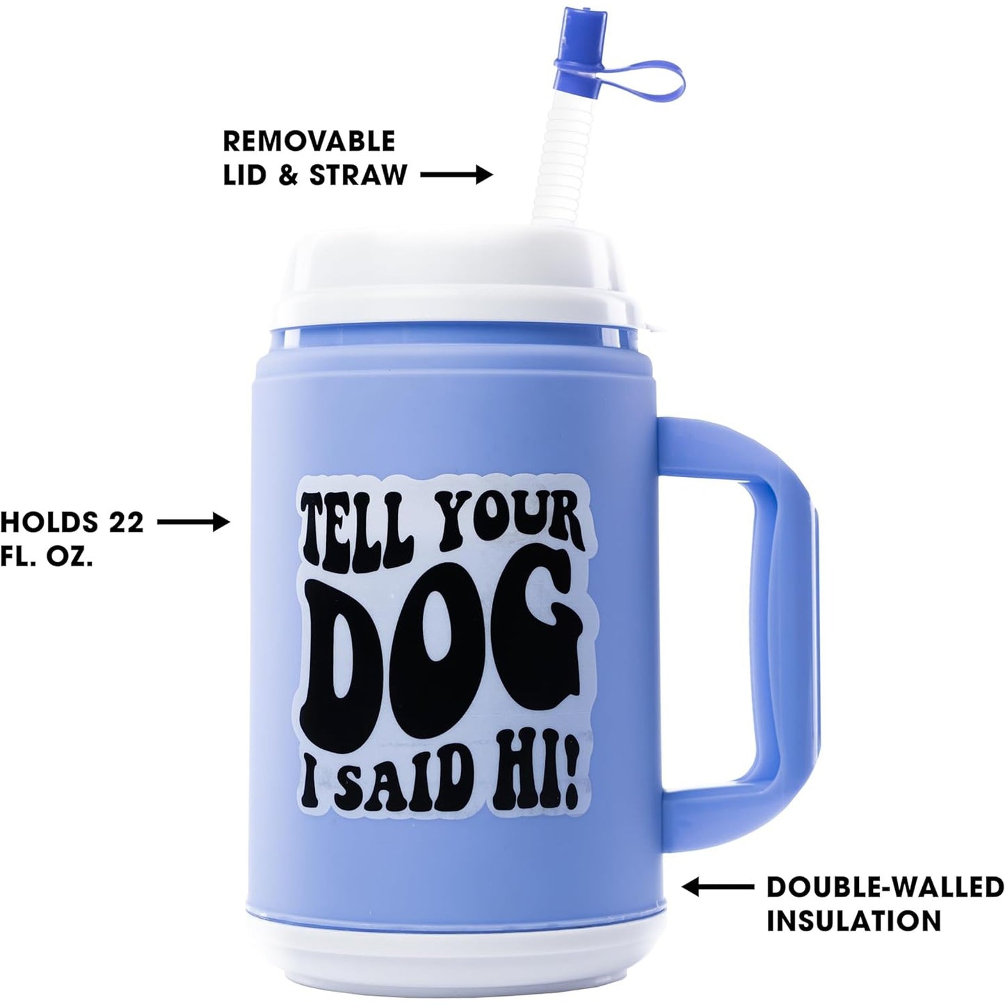 Tell Your Dog I Said Hi Retro Mug | Double Walled Tumbler with Straw
