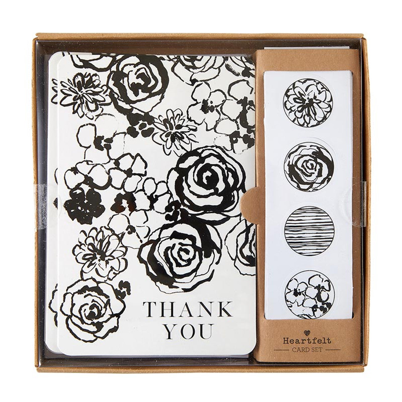 Thank You Card Set With Envelopes and Sticker Seals | Blank Inside Greeting Cards Set of 12