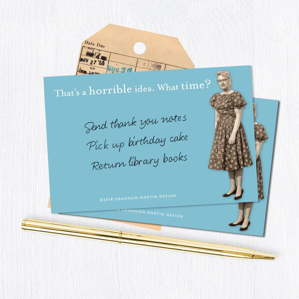 That's A Horrible Idea. What Time Sticky Notes in Aqua | Retro Stationery