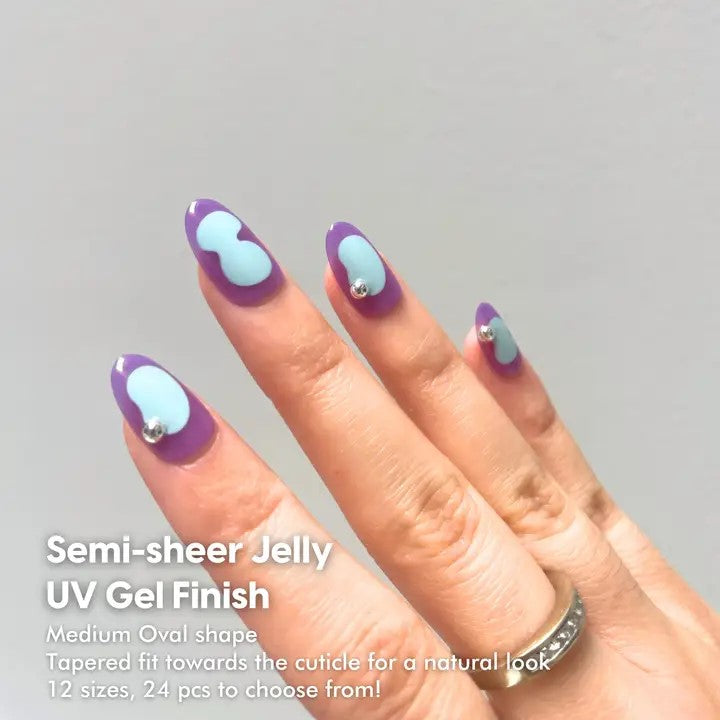 That's My Jam Buffi Charmed Press-On Nails in Purple & Light Blue with Silver Rhinestones Accent