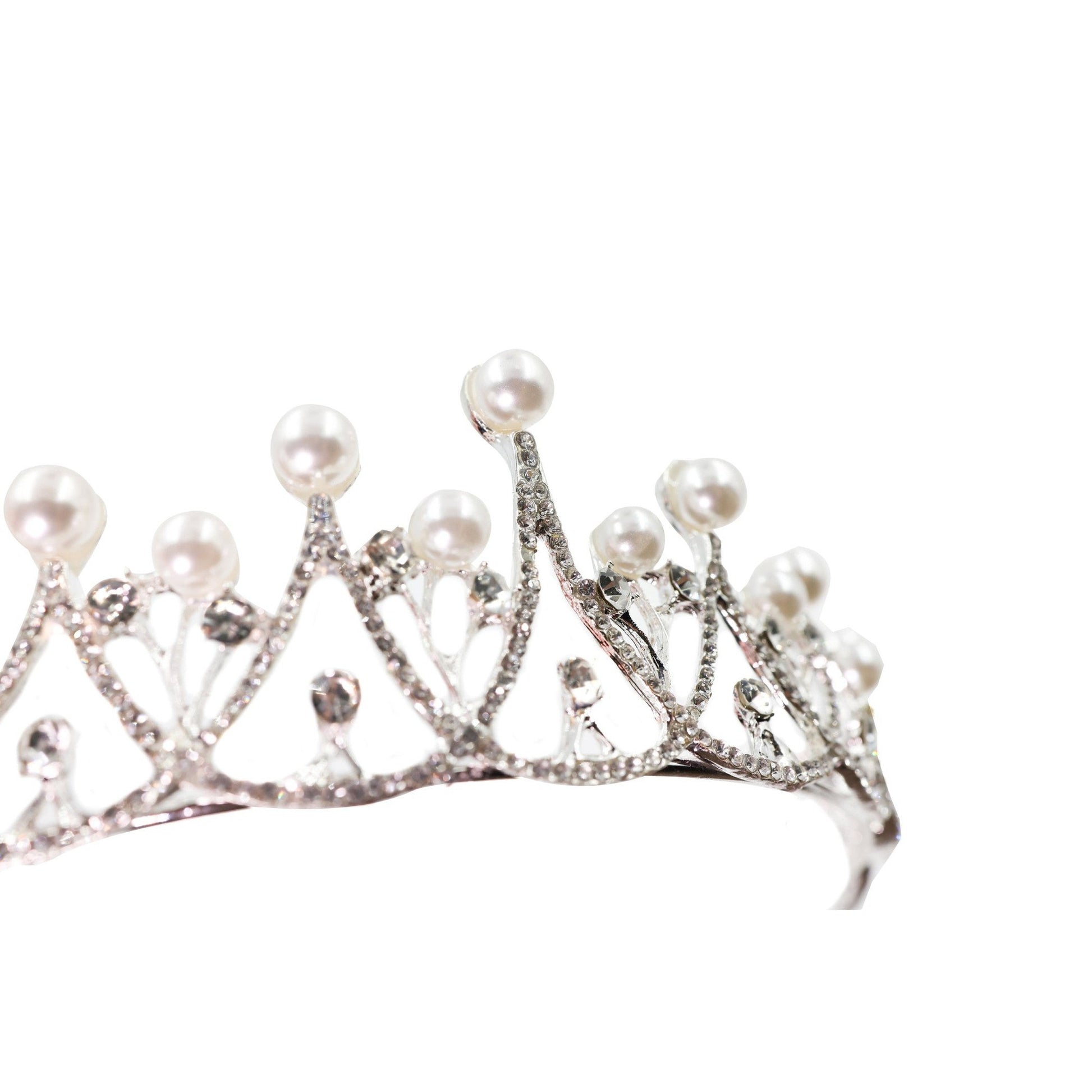 The Age of Pearls Crown Tiara in Silver | Royalty Crown Party or Bridal Hair Accessory