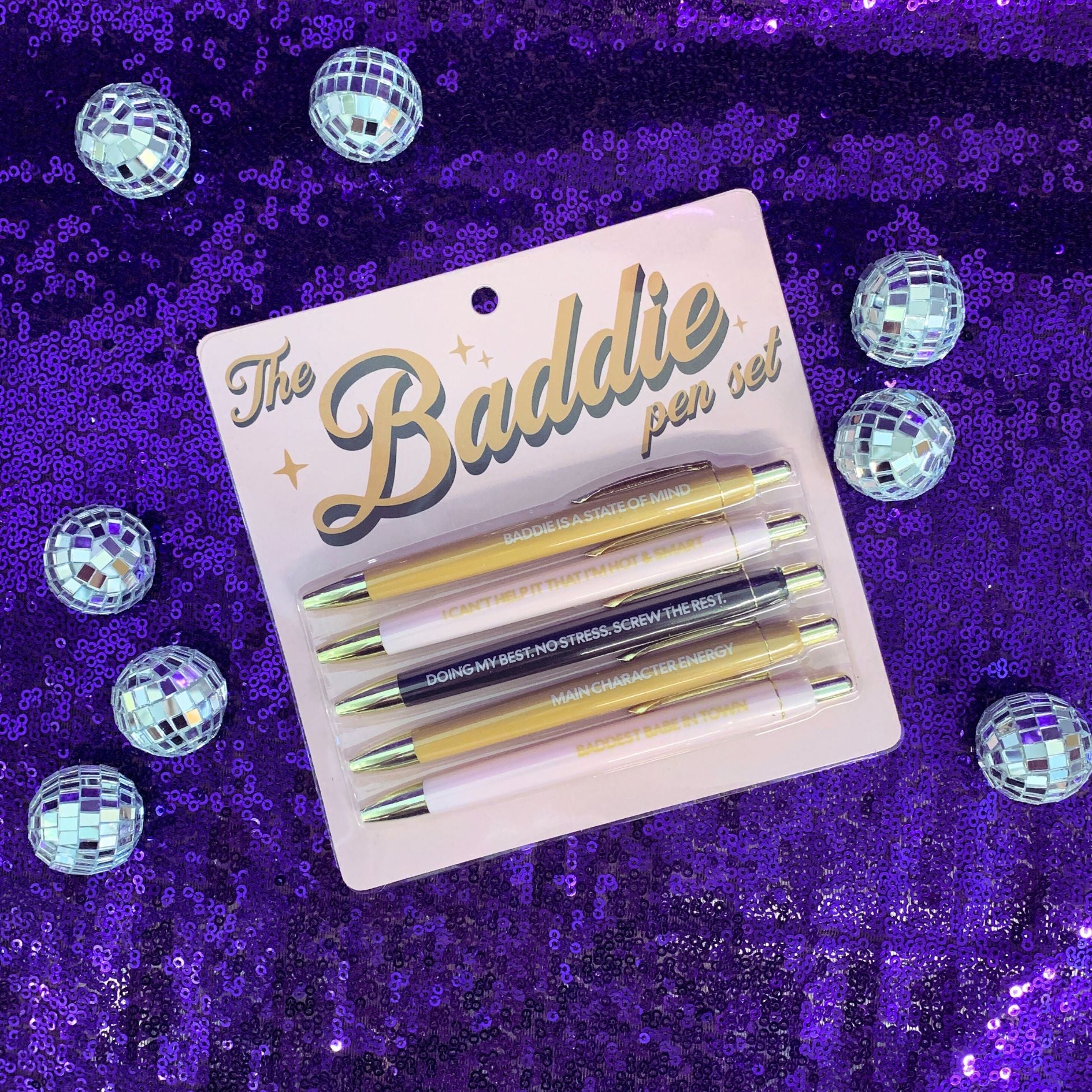 The Baddie Pen Set | Funny Unique Saying Pen | Set of 5 Black Ink Ballpoint Pen