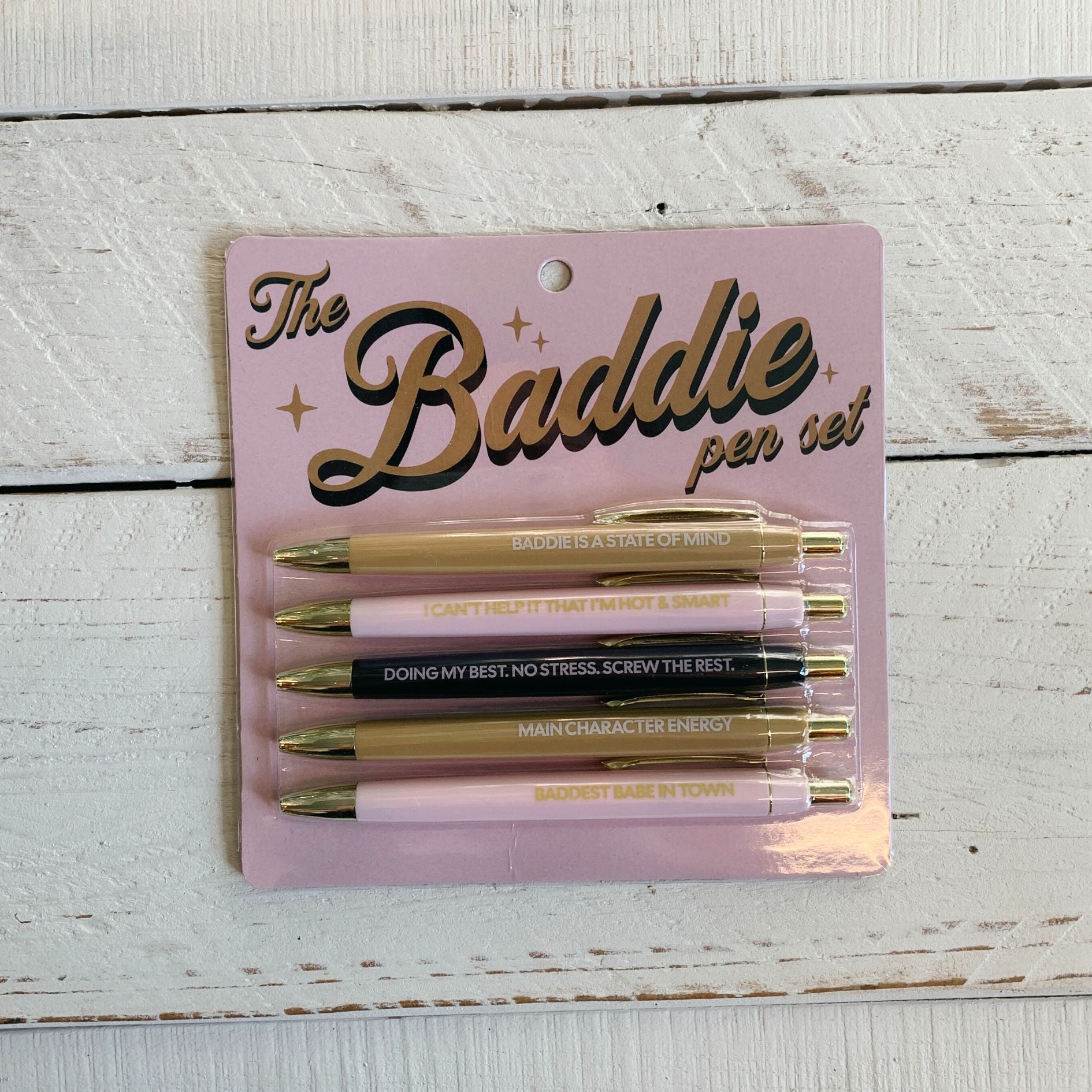 The Baddie Pen Set | Funny Unique Saying Pen | Set of 5 Black Ink Ballpoint Pen