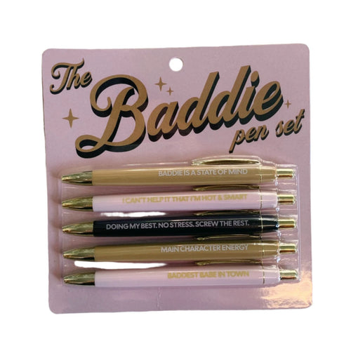 The Baddie Pen Set | Funny Unique Saying Pen | Set of 5 Black Ink Ballpoint Pen