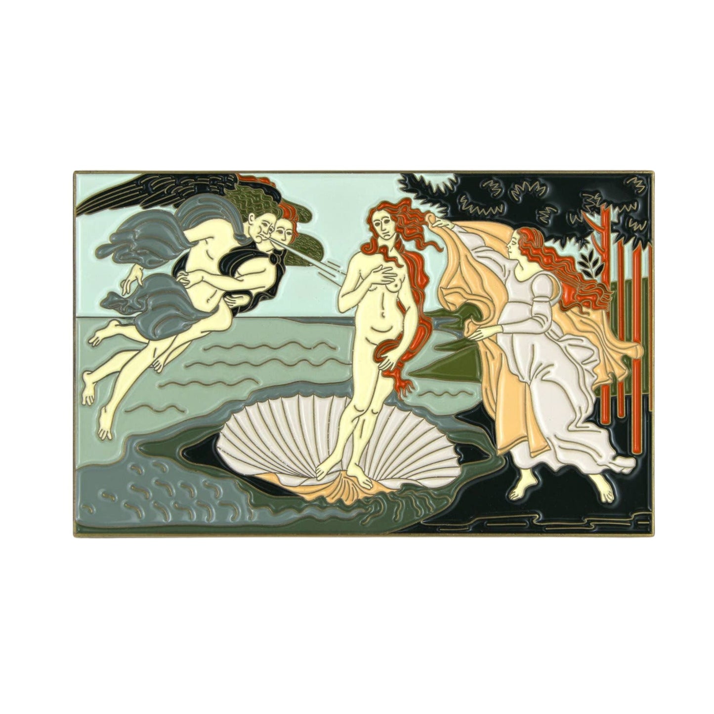 The Birth of Venus Enamel Pin | Botticelli Inspired Large Soft Lapel Art Pin | 3.1" x 1.94"