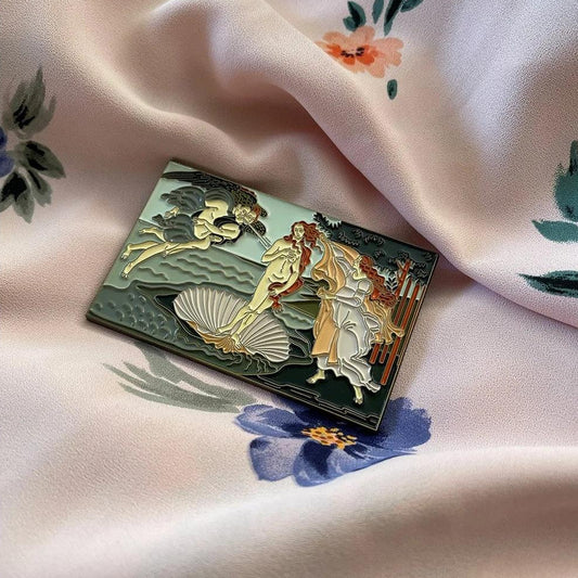 The Birth of Venus Enamel Pin | Botticelli Inspired Large Soft Lapel Art Pin | 3.1" x 1.94"