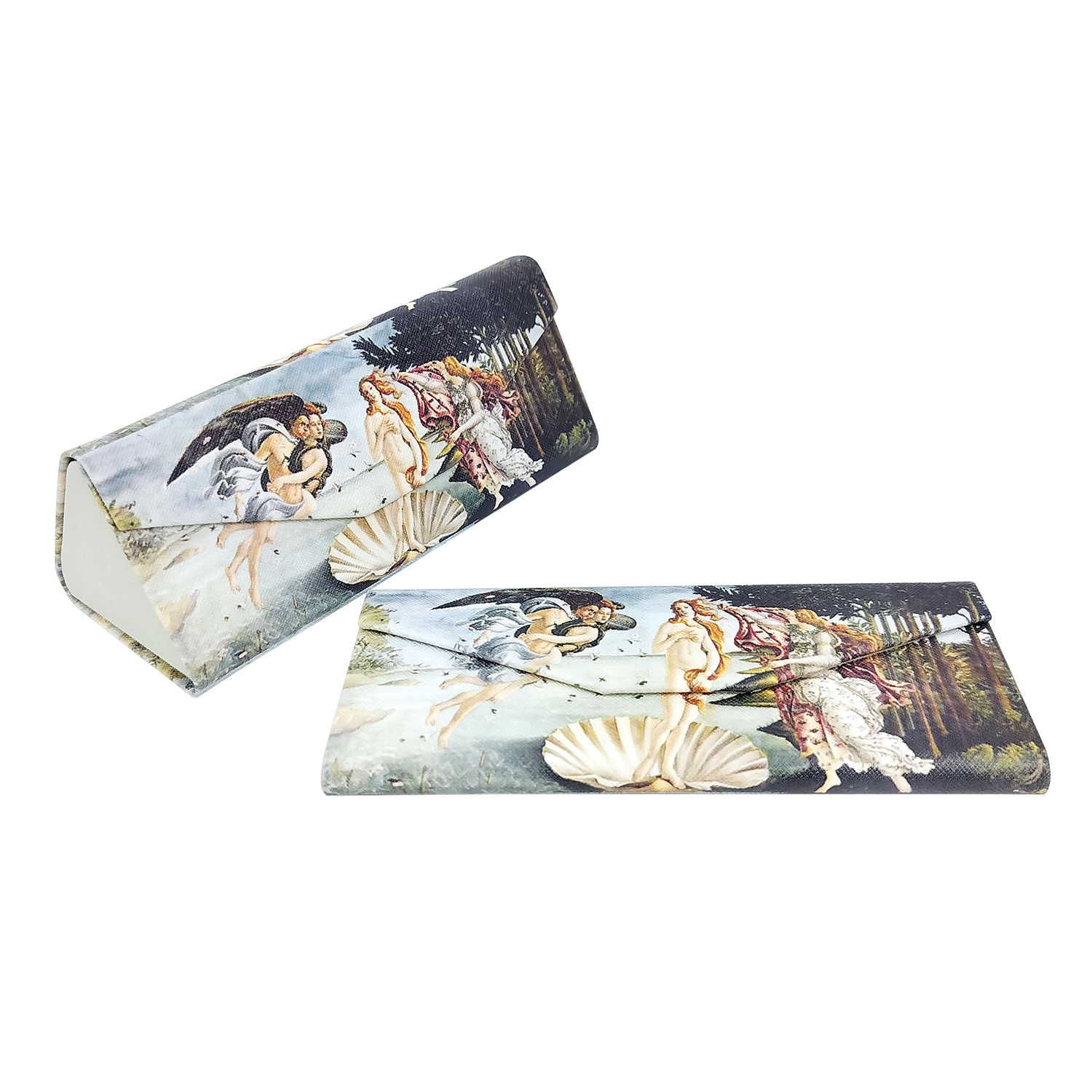Folding eyeglass case with classical painting design