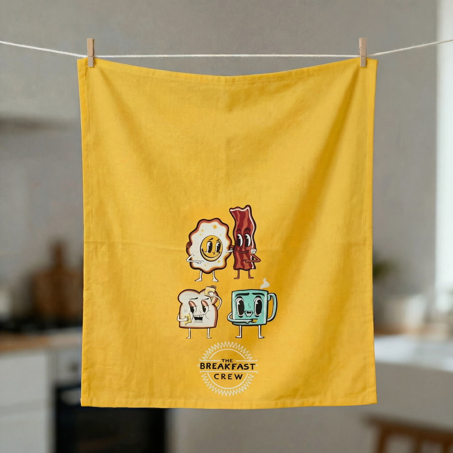 The Breakfast Crew Kitchen Towel | Funny Farmhouse Dish Towel | Cotton Kitchen Decor Gift