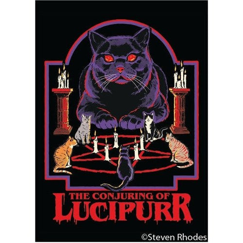 The Conjuring of Lucipurr Magnet | '80s Children's Book Style Satirical Art by Steven Rhodes