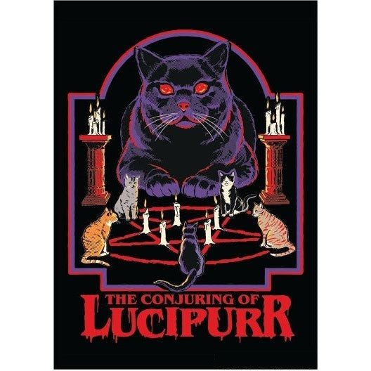 The Conjuring of Lucipurr Magnet | '80s Children's Book Style Satirical Art by Steven Rhodes