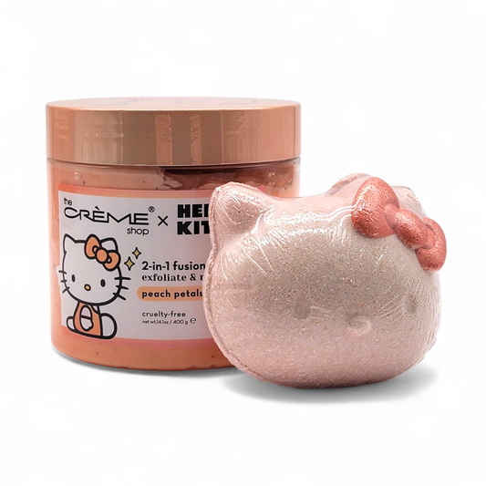 Jar and bath bomb with Hello Kitty design on a white background