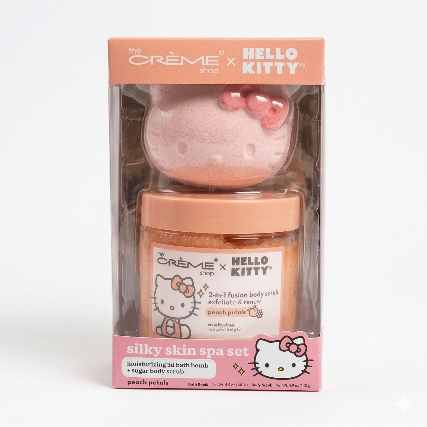 Silky skin spa set with bath bomb and body scrub in Hello Kitty packaging