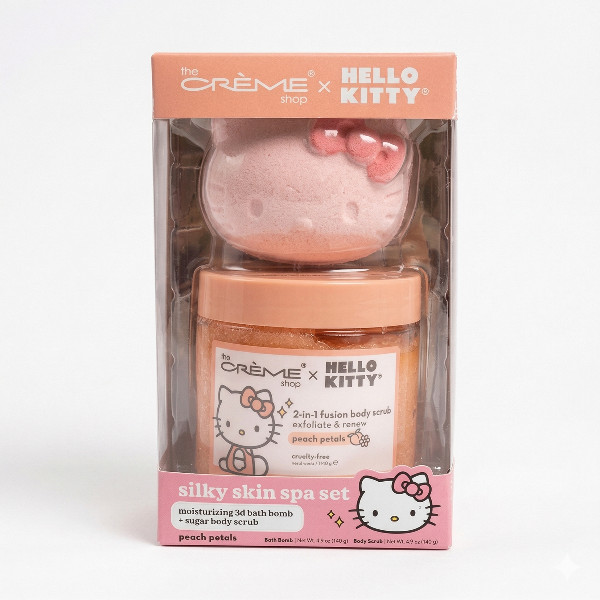 Silky skin spa set with bath bomb and body scrub in Hello Kitty packaging
