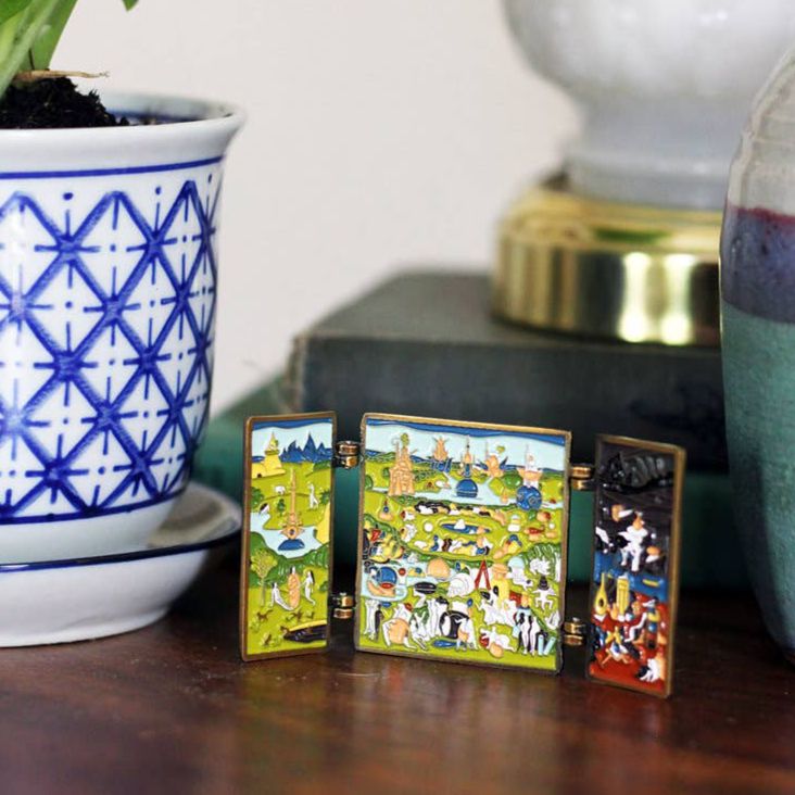 The Garden of Earthly Delights Extra Large Statement Enamel Pin | Double Hinged Soft Lapel Pin