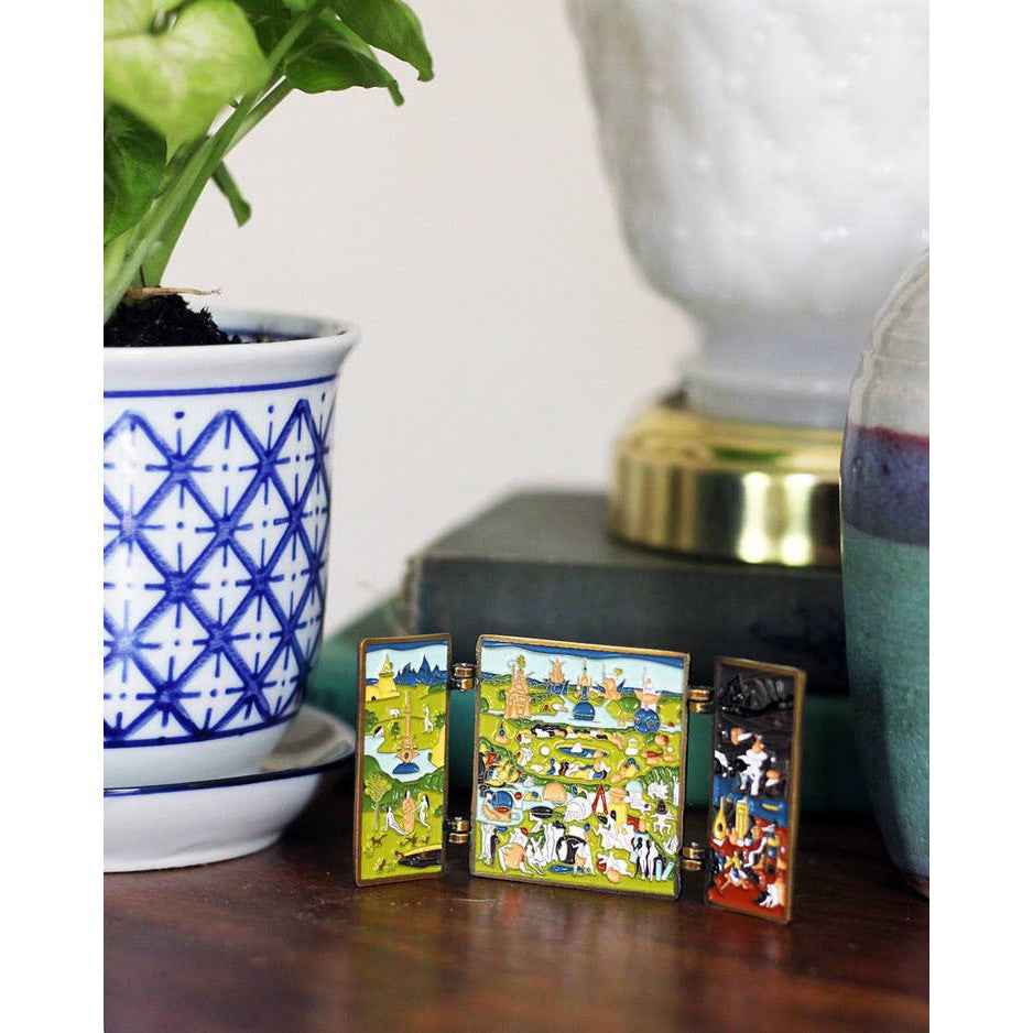 The Garden of Earthly Delights Extra Large Statement Enamel Pin | Double Hinged Soft Lapel Pin