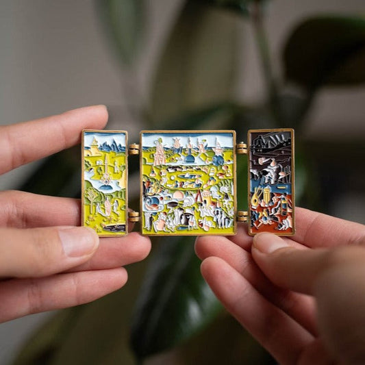 The Garden of Earthly Delights Extra Large Statement Enamel Pin | Double Hinged Soft Lapel Pin