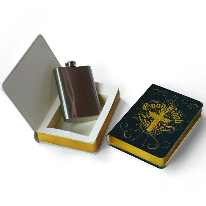 The Good Book Hip Flask in A Bible | Stainless Steel Leak Proof Whiskey Liquor Flask | 4oz