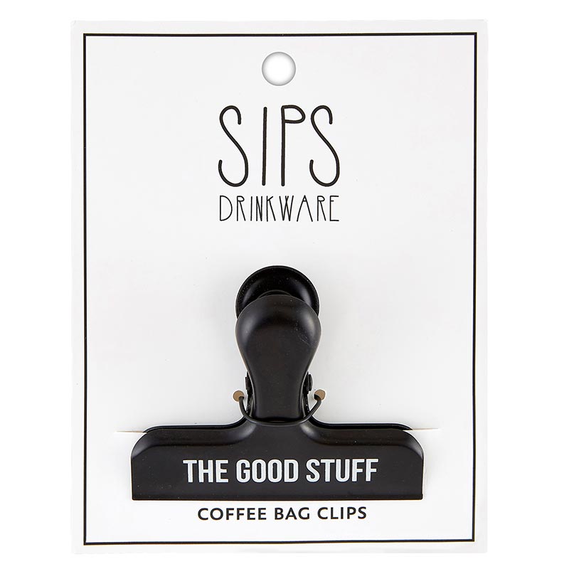 The Good Stuff Coffee Clip | Stainless Steel Matte Black Clamp | 3" x 2.5"