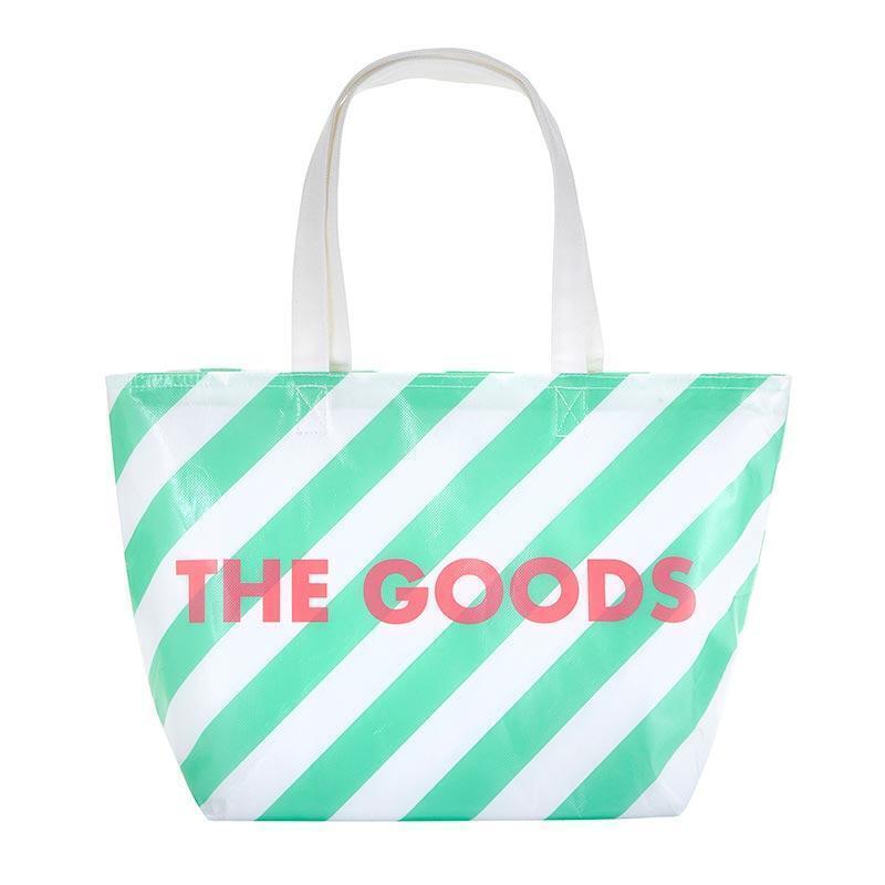 The Goods Cooler Insulated Tote Bag in Green and White Stripes | Soft Flexible Cooler