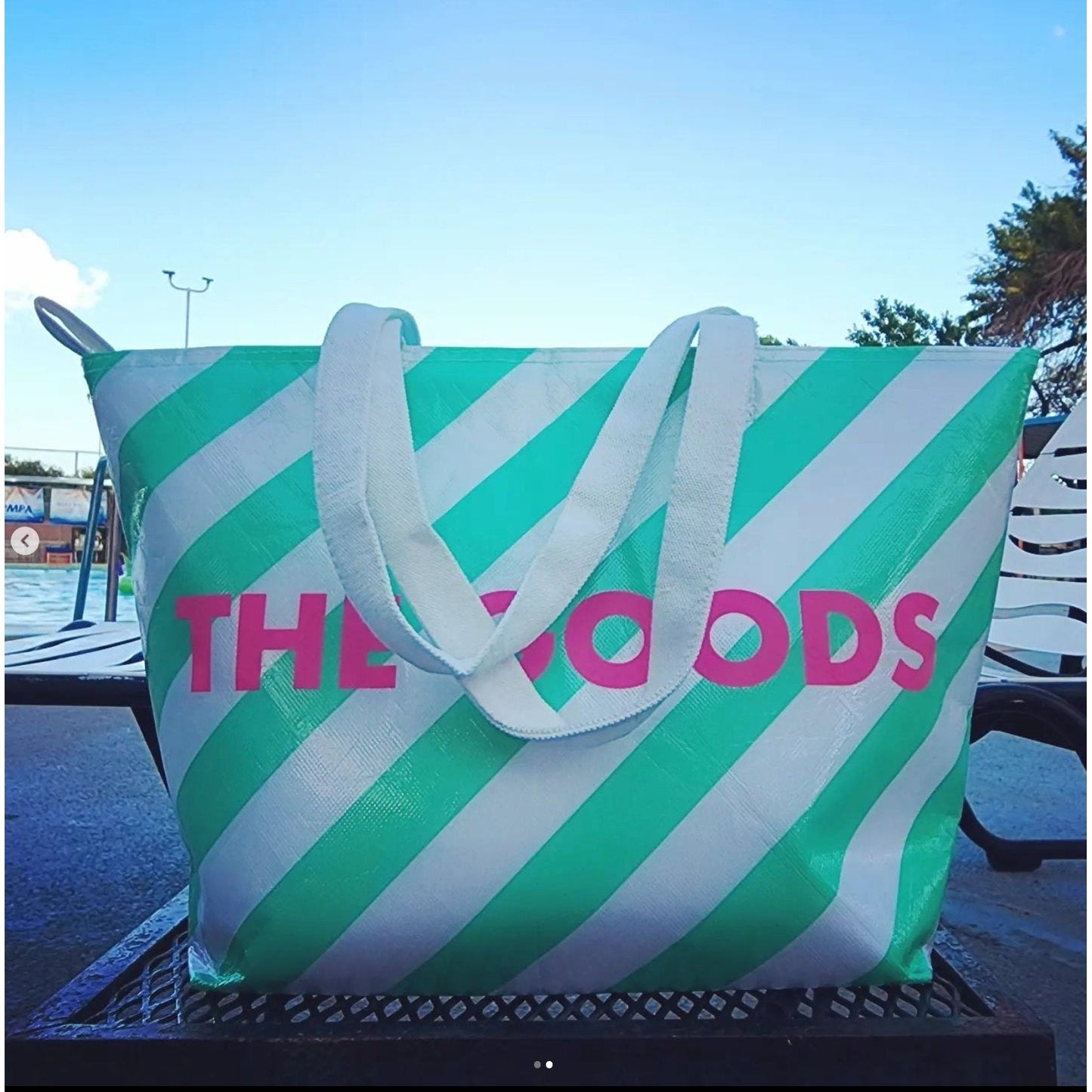 The Goods Cooler Insulated Tote Bag in Green and White Stripes | Soft Flexible Cooler