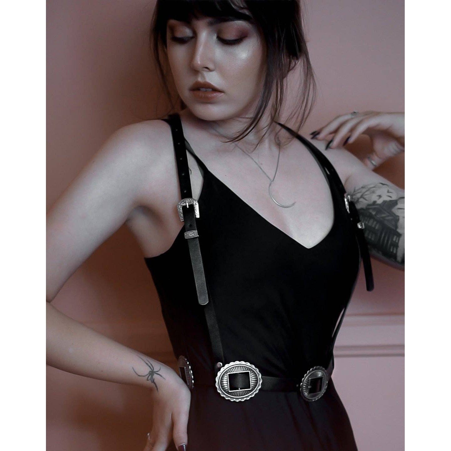 The ‘Mojave Poison’ Western Goth Conch Harness | Vegan Leather Belt Buckled Harness