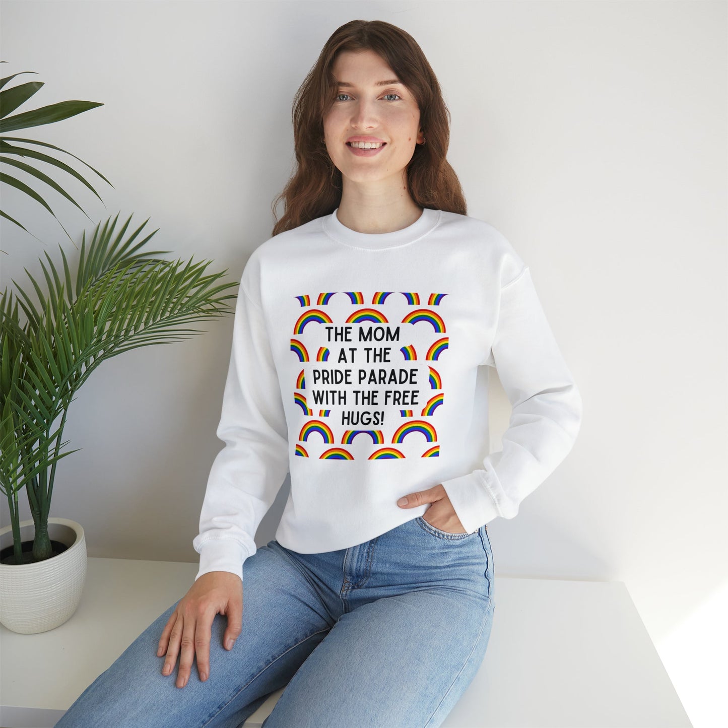 The Mom At The Pride Parade With The Free Hugs Unisex Heavy Blend™ Crewneck Sweatshirt