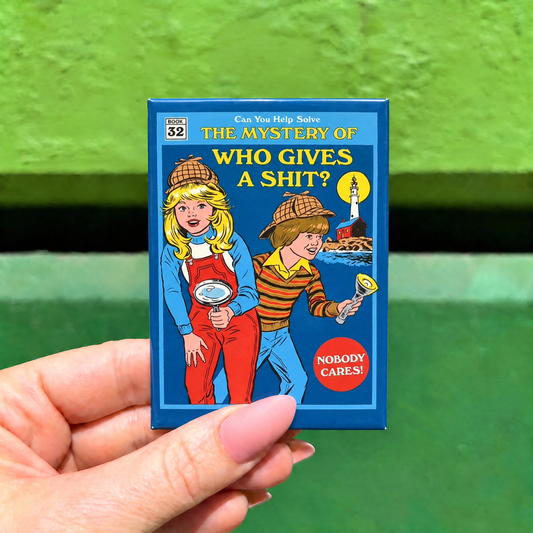 The Mystery of Who Gives a Shit? Nobody Cares! Magnet | '80s Children's Book Style Satirical Art Art by Steven Rhodes | 2.5" X 3.5"-Ephemera-The Bullish Store