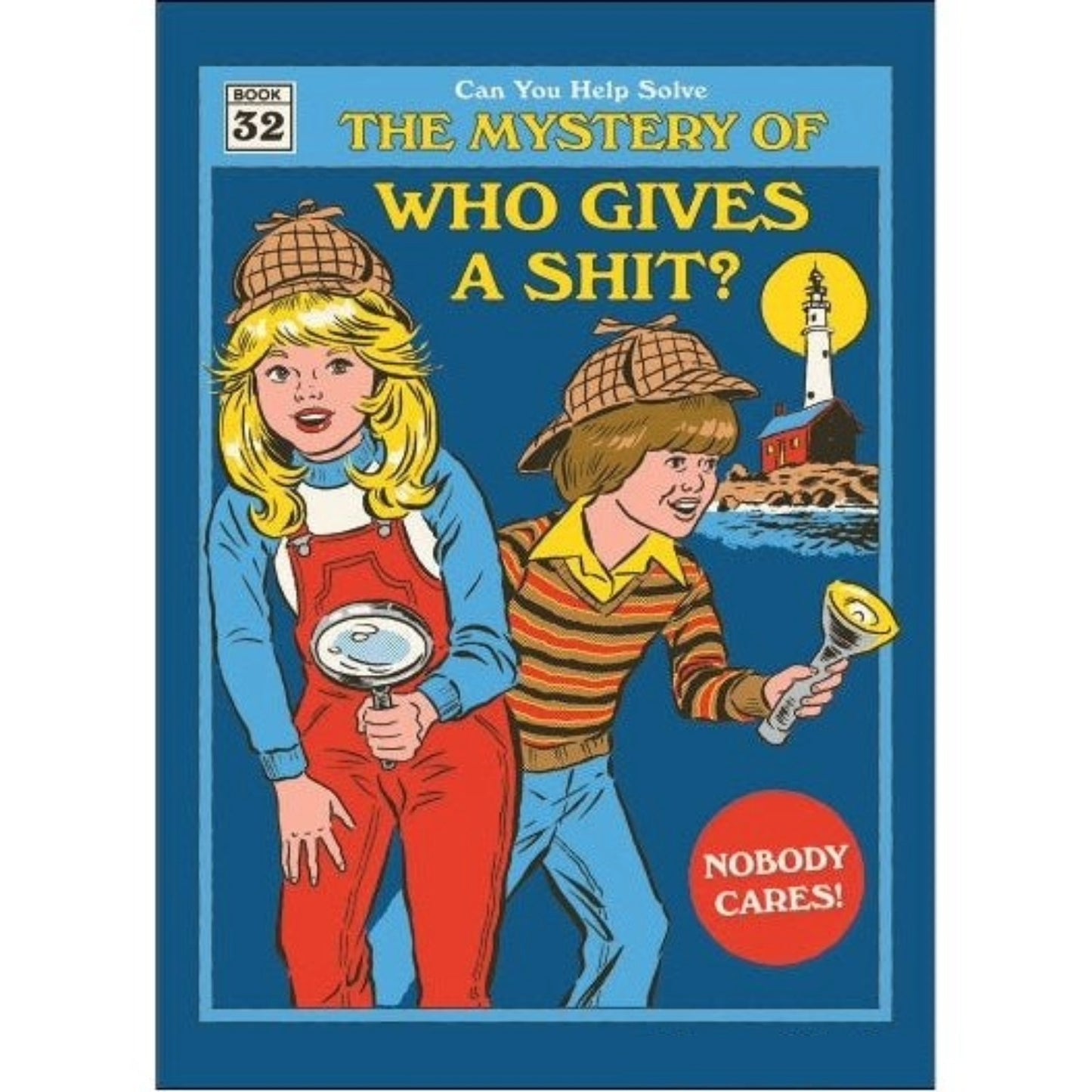 The Mystery of Who Gives a Shit? Nobody Cares! Magnet | '80s Children's Book Style Satirical Art Art by Steven Rhodes | 2.5" X 3.5"-Ephemera-The Bullish Store