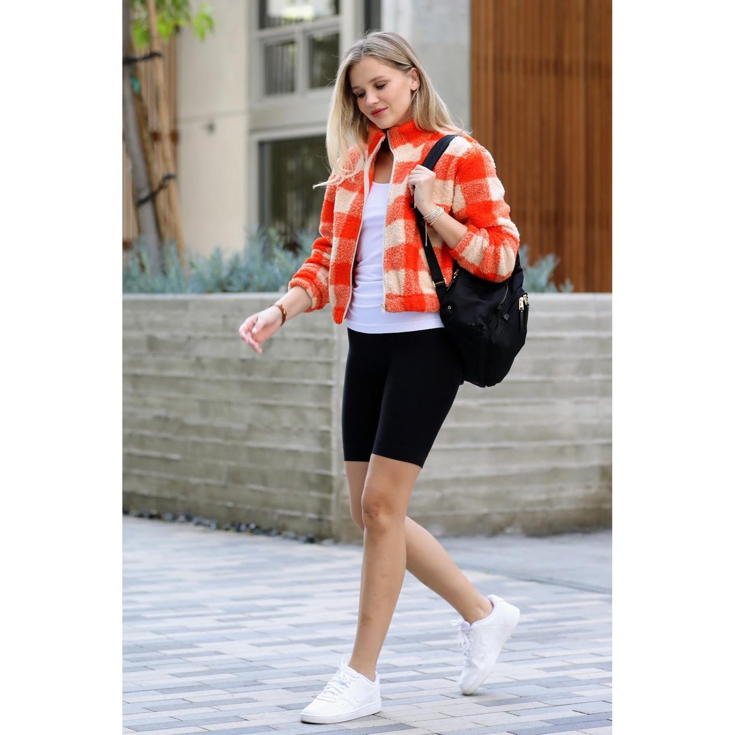 The Picnic Blanket Jacket | Plaid Faux Fur Coat in Blue or Orange [Sizes SM-L]