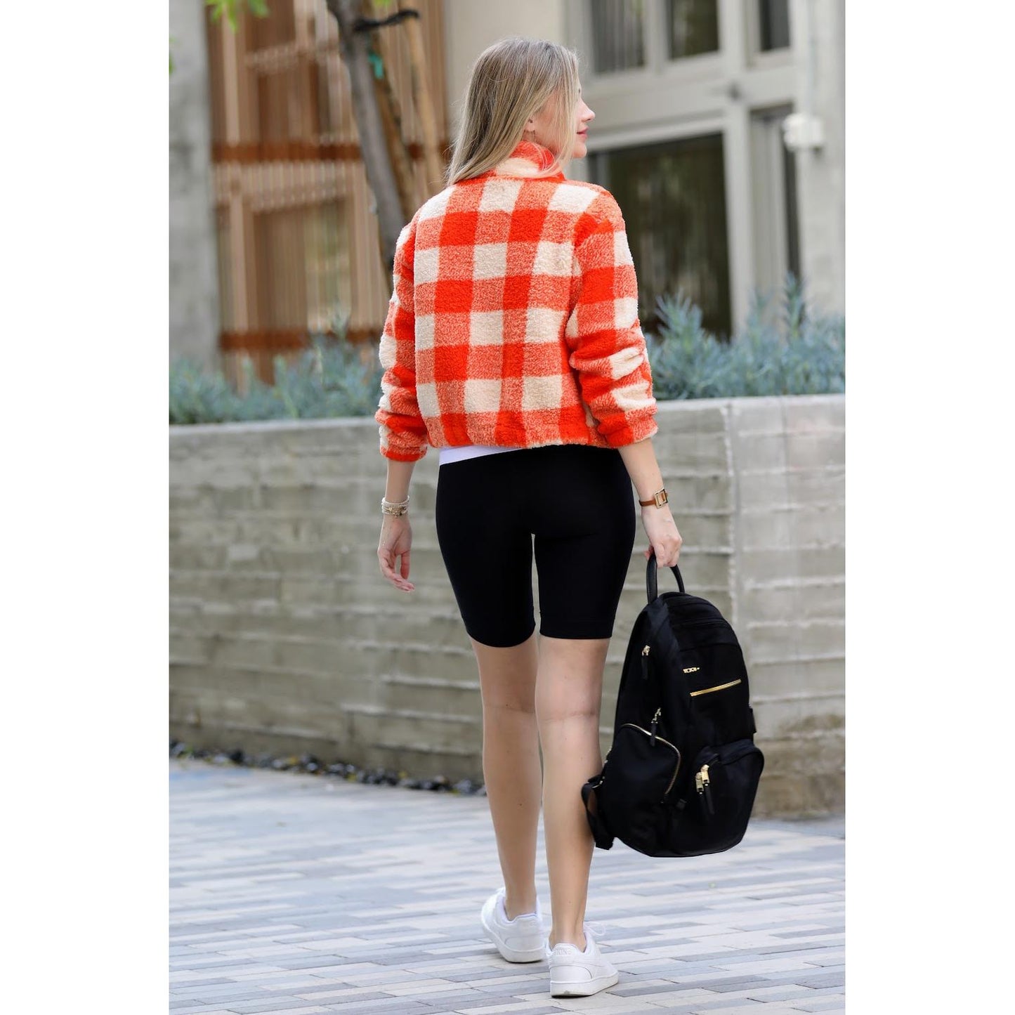 The Picnic Blanket Jacket | Plaid Faux Fur Coat in Blue or Orange [Sizes SM-L]