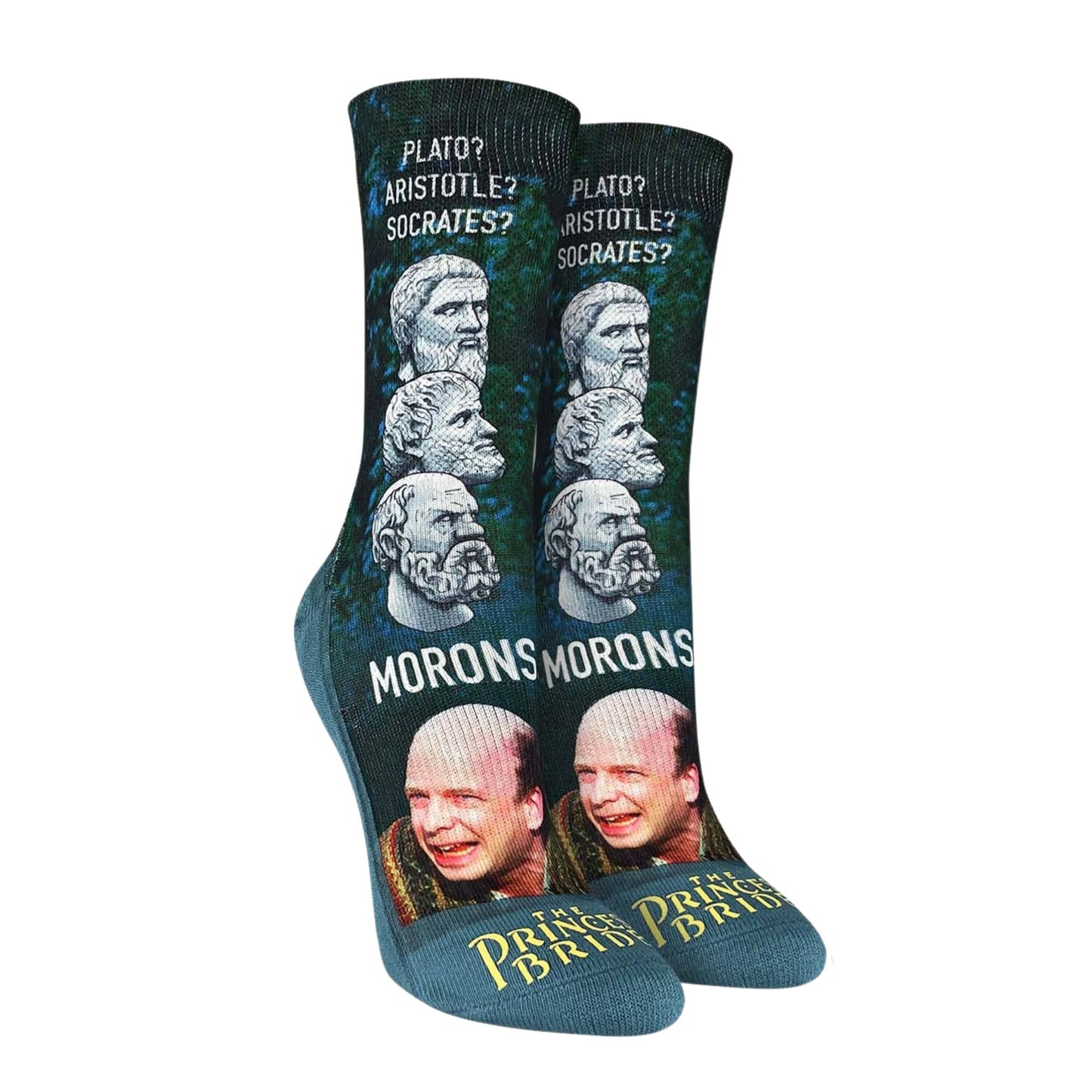 The Princess Bride “Morons” Women's  Socks in Green | Vizzini’s Quote Crew Socks