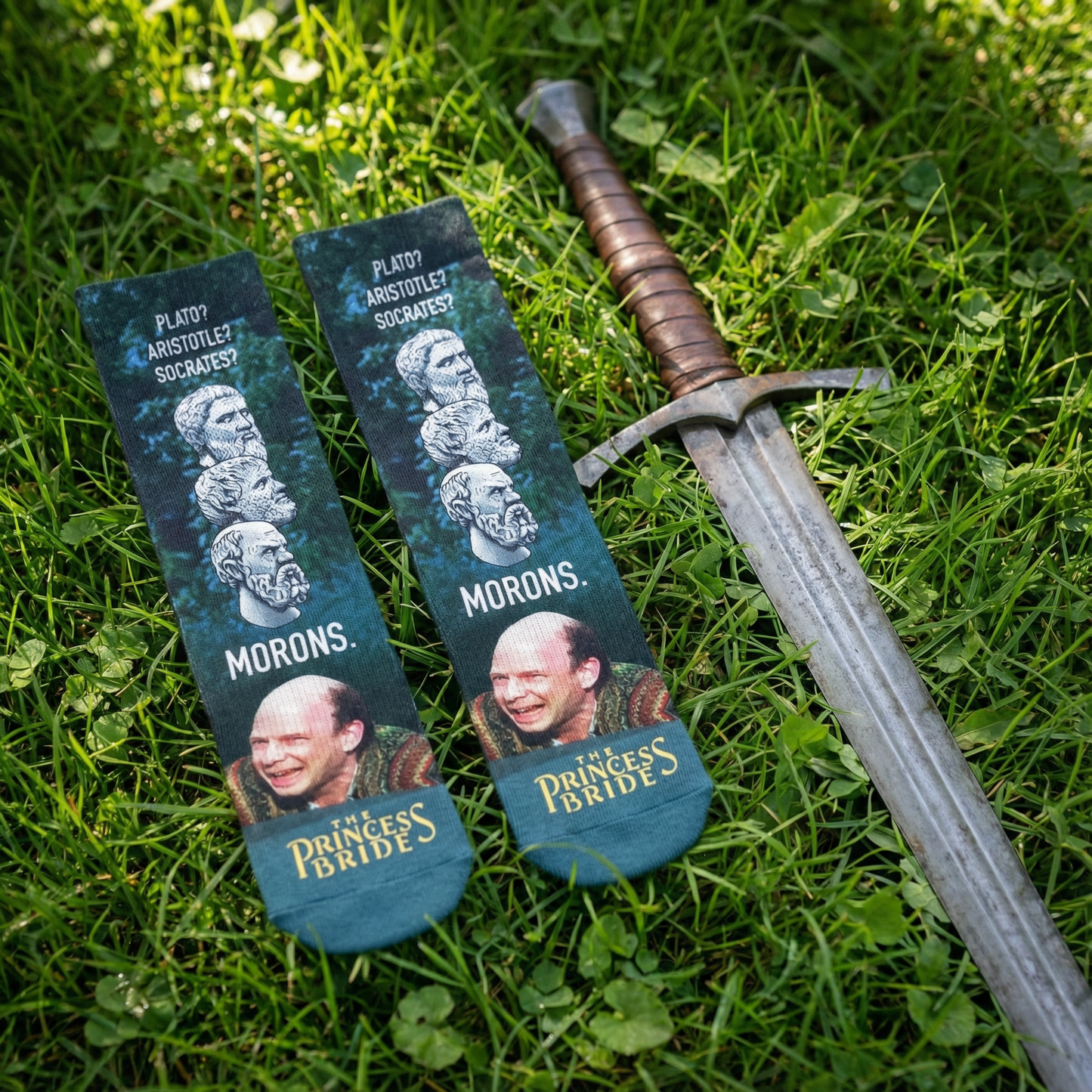 The Princess Bride “Morons” Women's  Socks in Green | Vizzini’s Quote Crew Socks