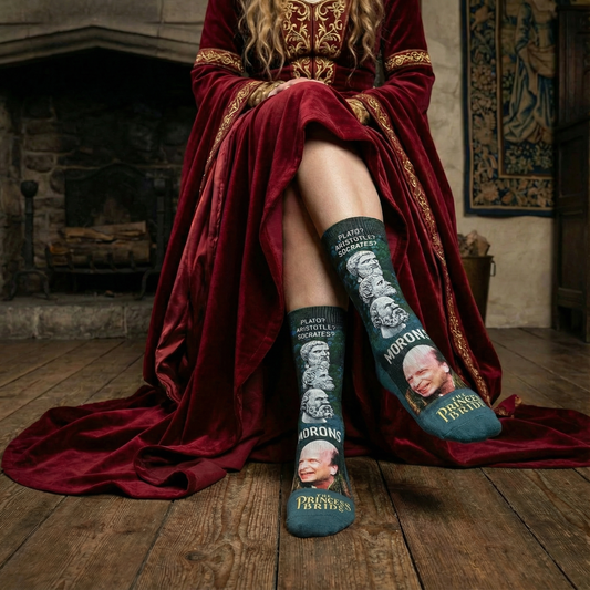 The Princess Bride “Morons” Women's  Socks in Green | Vizzini’s Quote Crew Socks