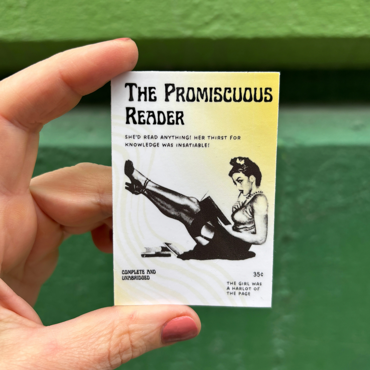 The Promiscuous Reader Glossy Die Cut Vinyl Sticker 1.96in x 2.95in