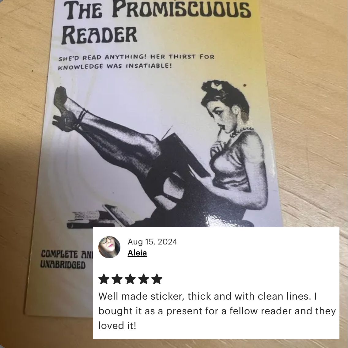 The Promiscuous Reader Glossy Die Cut Vinyl Sticker 1.96in x 2.95in